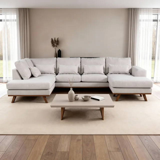 Japandi, 3 zits hoek links, stof Melva 02, M460 beige