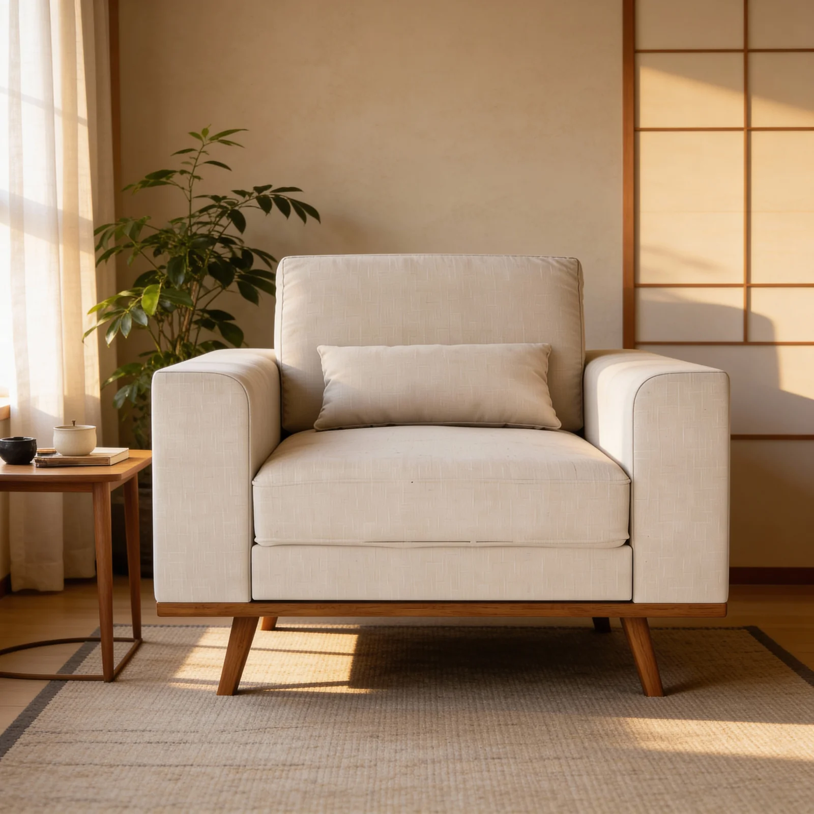 Japandi, 1 zits fauteuil, stof Grande 03, G460 beige