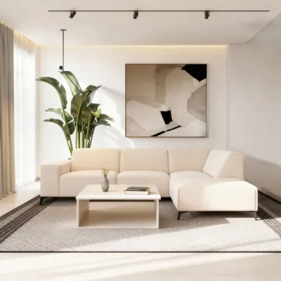 Hoekbank rechts in beige Holms-stof
