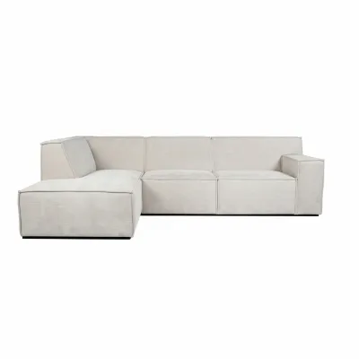 Blokvormige hoekbank links in beige Cremona-stof