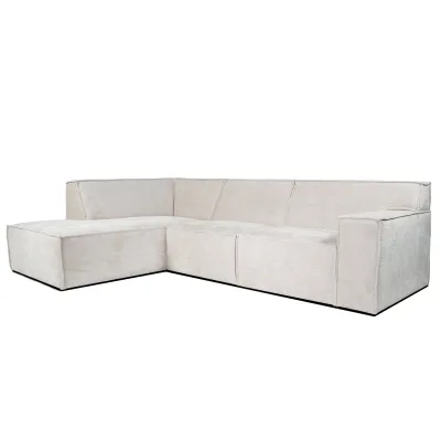 Blokvormige hoekbank links in beige Cremona-stof