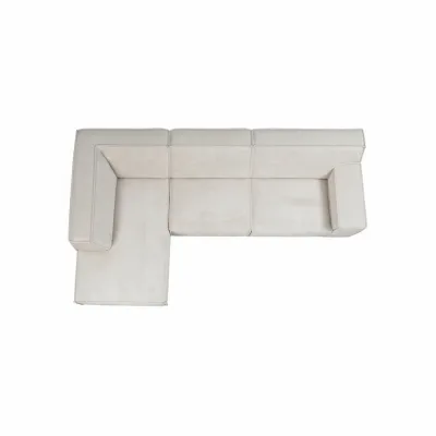 Blokvormige hoekbank links in beige Cremona-stof