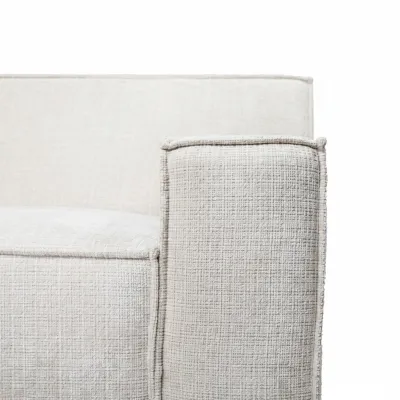 Blokvormige hoekbank links in beige Cremona-stof