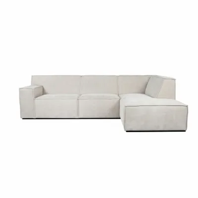 Blokvormige hoekbank rechts in beige Cremona-stof