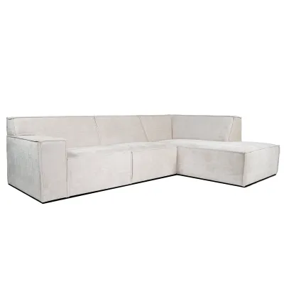 Blokvormige hoekbank rechts in beige Cremona-stof