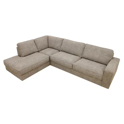 Hoekbank links in beige Silencio-stof, 295 cm