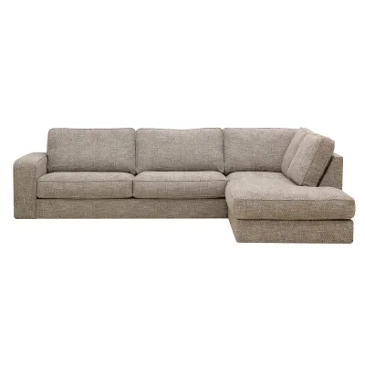 Hoekbank rechts in beige Silencio-stof, 295 cm