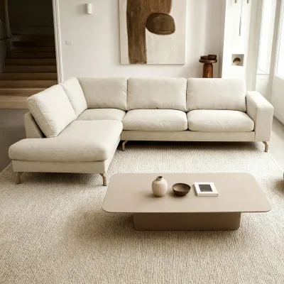 Hoekbank links in beige Vinci-stof