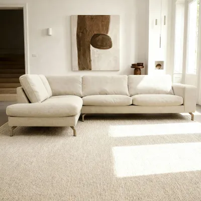 Hoekbank links in beige Vinci-stof