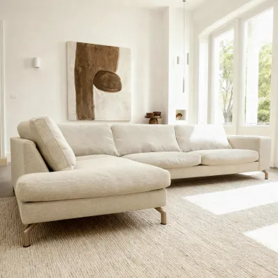 Hoekbank links in beige Vinci-stof