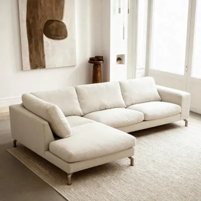 Hoekbank links in beige Vinci-stof