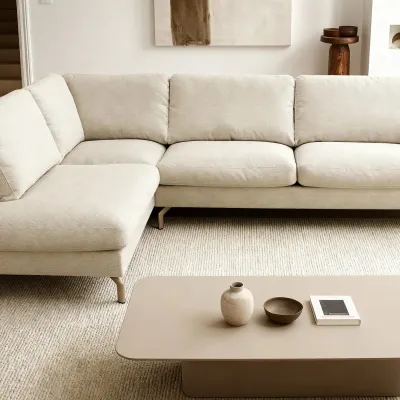 Hoekbank links in beige Vinci-stof