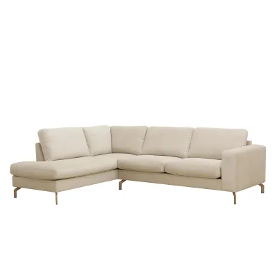 Hoekbank links in beige Vinci-stof