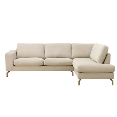 Hoekbank rechts in beige Vinci-stof