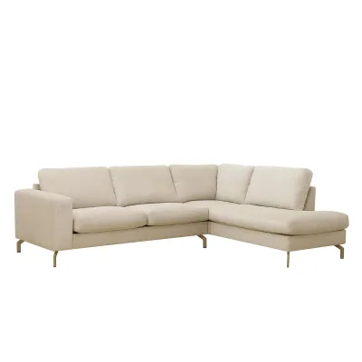 Hoekbank rechts in beige Vinci-stof