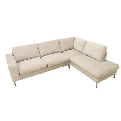 Hoekbank rechts in beige Vinci-stof