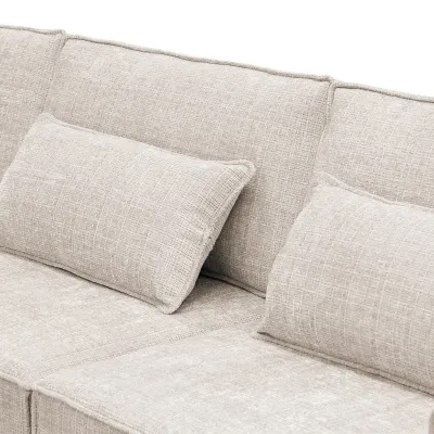 Diepe hoekbank links in beige Cremona-stof
