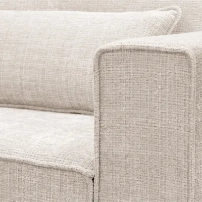 Diepe hoekbank links in beige Cremona-stof
