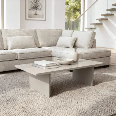 Diepe hoekbank rechts in beige Cremona-stof