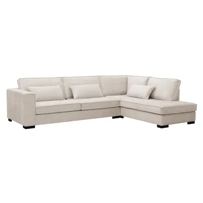 Diepe hoekbank rechts in beige Cremona-stof