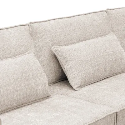 Diepe hoekbank rechts in beige Cremona-stof