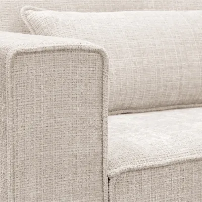 Diepe hoekbank rechts in beige Cremona-stof