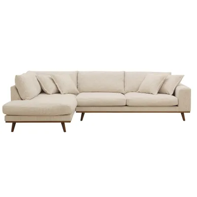 Retro hoekbank links in beige Silencio-stof