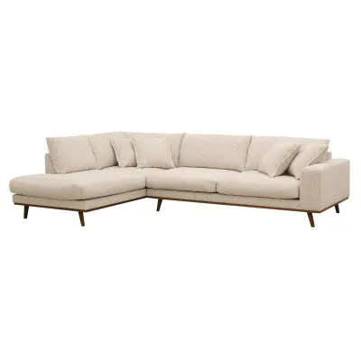 Retro hoekbank links in beige Silencio-stof