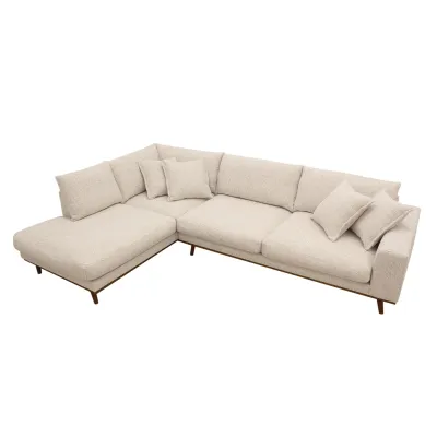 Retro hoekbank links in beige Silencio-stof