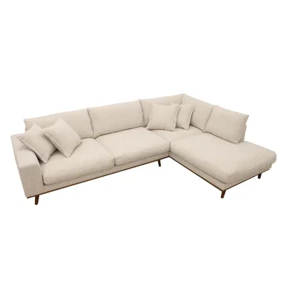 Retro hoekbank rechts in beige Silencio-stof