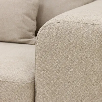 Hoekbank links met houten poten in beige Borg-stof