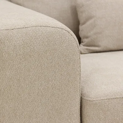Hoekbank rechts met houten poten in beige Borg-stof