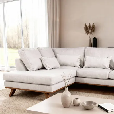 U-bank links in beige Melva-stof