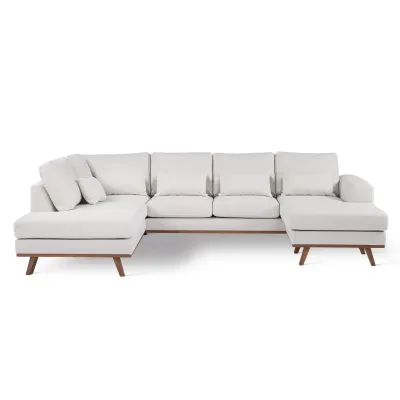 U-bank links in beige Melva-stof