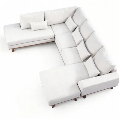 U-bank links in beige Melva-stof