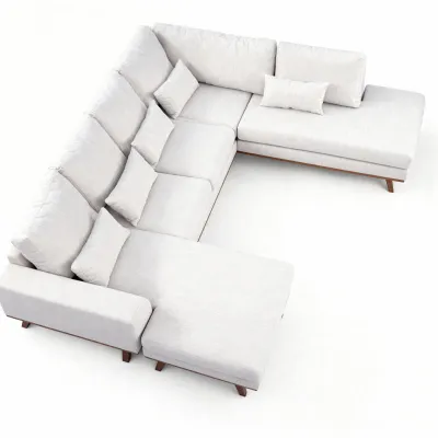 U-bank rechts in beige Melva-stof