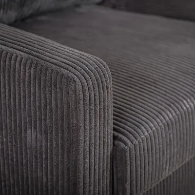 Compacte loungebank in antraciet ribstof