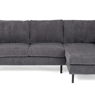 Compacte loungebank in antraciet ribstof