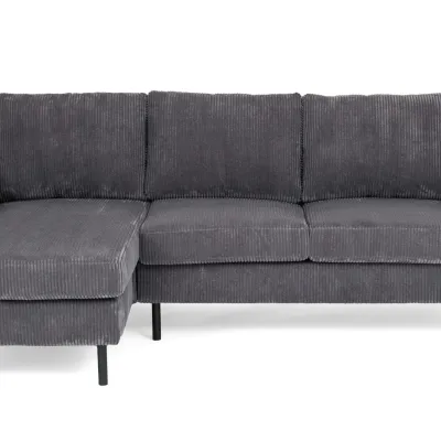 Compacte loungebank in antraciet ribstof