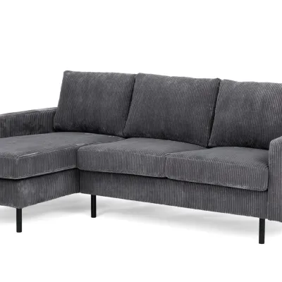 Compacte loungebank in antraciet ribstof