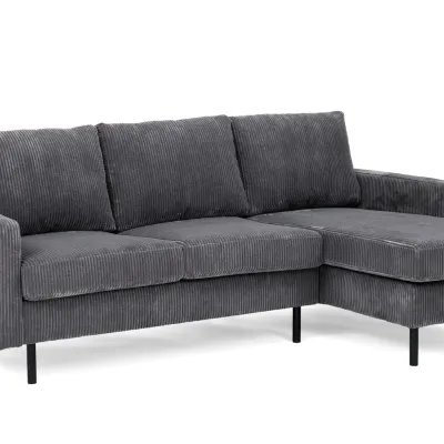 Compacte loungebank in antraciet ribstof