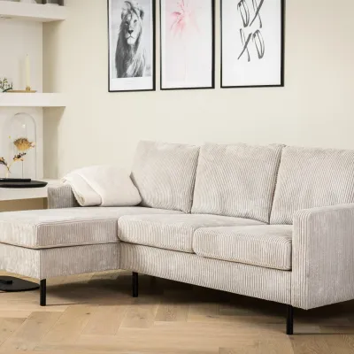 Compacte loungebank in naturel ribstof