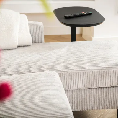 Compacte loungebank in naturel ribstof