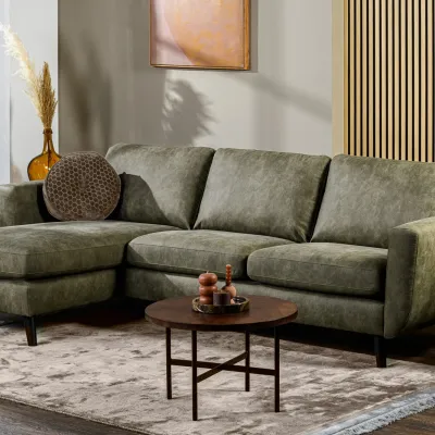 Loungebank in groene lederlook-stof