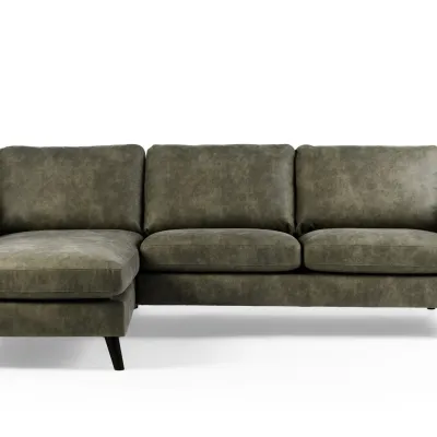 Loungebank in groene lederlook-stof
