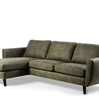 Loungebank in groene lederlook-stof