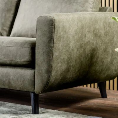 Loungebank in groene lederlook-stof