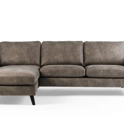 Loungebank in taupe lederlook-stof