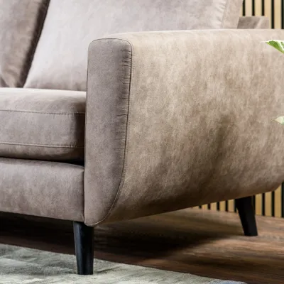 Loungebank in taupe lederlook-stof