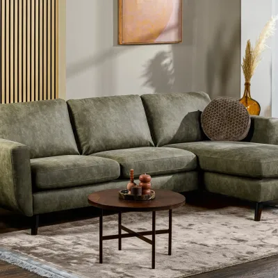 Loungebank in groene lederlook-stof
